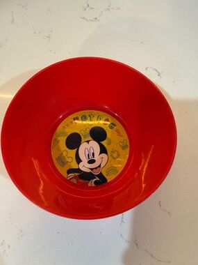 2020Disney Red Kids Bowl with Yellow Mickey Mouse Center